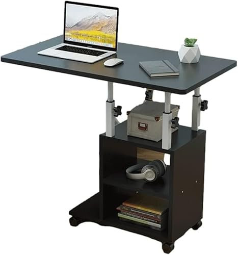 Überbetttisch, höhenverstellbarer Laptop-Schreibtisch, minimalistischer Büroschreibtisch, Schreibtisch für Zuhause, Schlafzimmer-Beistelltisch mit Rollen (Farbe: C)