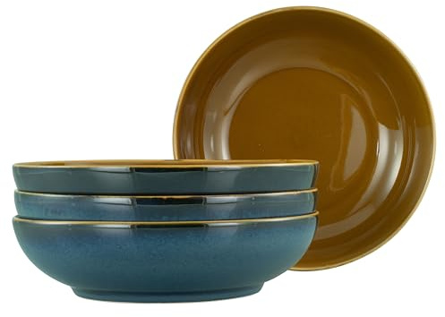 CreaTable, 22887, Serie Mallorca, 4-teiliges Geschirrset für 4 Personen, Poke Bowl aus Steinzeug, spülmaschinen- und mikrowellengeeignet, Qualitätsproduktion
