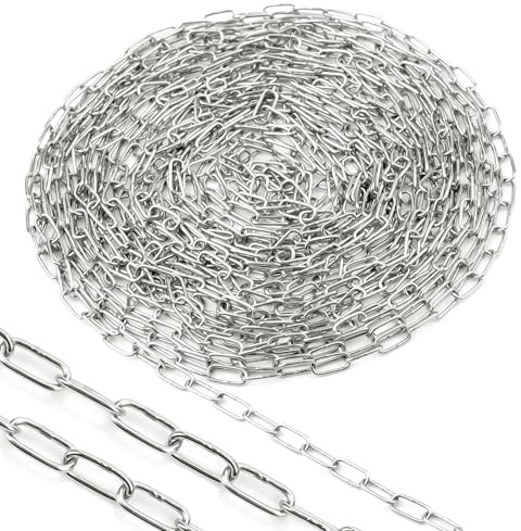 Ziamzra kedja i rostfritt stål, metervara, 8 m, 1,2 mm, kedja, metall, stålkedja, länkkedja, förlängningskedja, rund stålkedja, ankarkedja för hundkedja, gungor, kedjor, ankarkedja, hängfåtölj