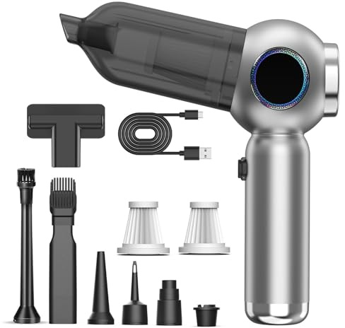 DkevEu 20000Pa Aspirapolvere Portatile Potente,4in1 Ricaricabile Aspirabriciole e Soffiatore per Auto,Mini aspirapolvere senza fili Alta Potenza Aspirazione,Pulizia per Capelli, Auto (nero)