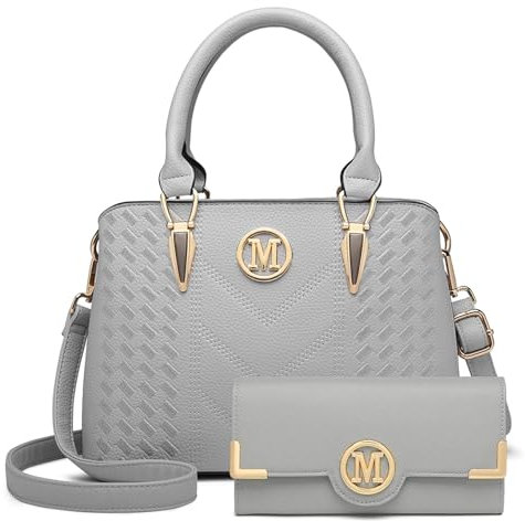 Miss Lulu Sac à Main Femme Grande Capacité en PU avec Motif Chessboard et Logo M - Sac Bandoulière Polyvalent pour Université, Travail - Idéal Cadeau de Fête