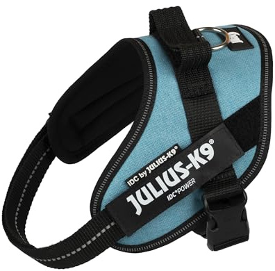IDC Powergeschirr, S, Turquoise - Reflektierendes Hundegeschirr mit Logo-Feld, verstellbar, atmungsaktiv, Bewegungsfreiheit, Oeko-TEX Zertifiziert, für kleine, mittlere & große Hunde