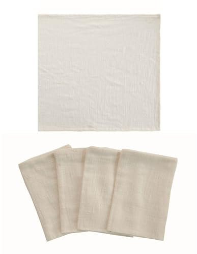 CosyAurora - Juego de 4 servilletas de tela de algodón suave, cuadradas, 45 x 45 cm, lavables, color crema