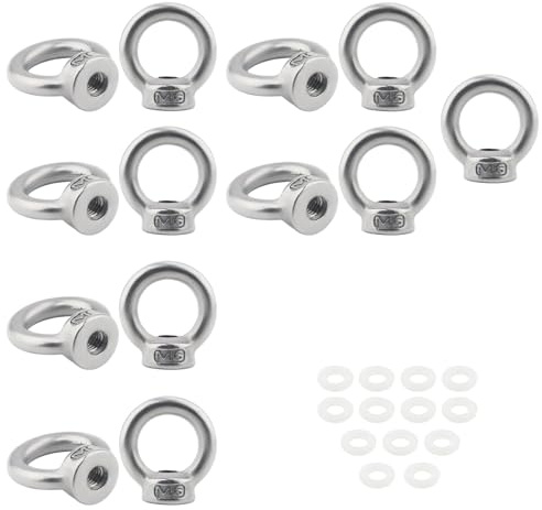 GIVIHGETI 13 Stück Ringmutter M6, 304 Edelstahl Augenschraube, Augbolzen, Ösenschraube, Ösenmutter, Öse, Ringösen, Ringschrauben für Hebezubehör