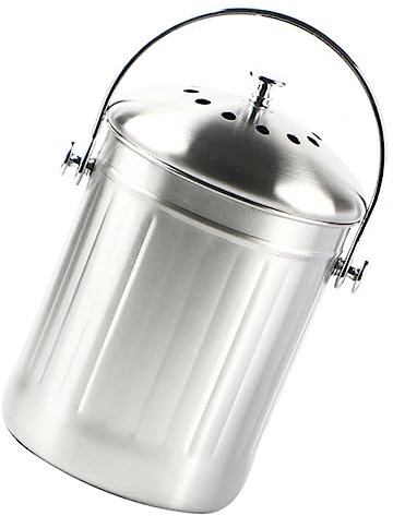 BUGUUYO Poubelle Compost INOX Compacte pour Cuisine Seau à Compost avec Couvercle Et Facile à Nettoyer Bac De Tri pour Déchets Alimentaires Intérieur