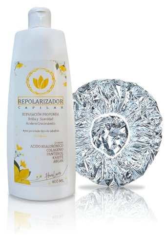 Repolarizador Capilar – Tratamiento Capilar Antiencrespamiento para Cabello Dañado, Seco o Quebradizo con Ingredientes Hidratantes y Nutritivos + ¡Gorro Térmico de Regalo! (Mediano, 400, mililitro)