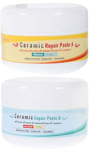 HOMSFOU Kit di Riparazione Piastrelle Bianco in Materiale Composito per Bagno e Vasca in Porcellana Funzione Ripara Ceramica e Fibra Vetrosa