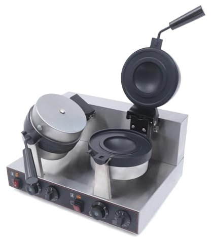 ZHJOPP Electric hamburger waffle maker, non-stick pan and 180° rotating design, stainless steel design, suitable for commercial and home use (B)