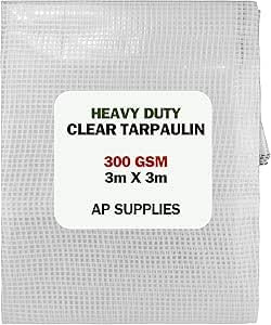AP Supplies 300gsm Clear Tarpaulin 3m x 3m – Waterproof, Tear Resistant, UV Protected Ground Sheet Cover for Camping, Construction, Garden & Outdoor Equipment Protection