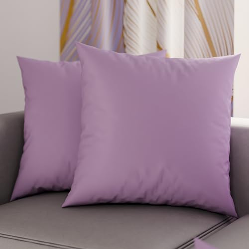 PETTI Artigiani Italiani - 2er-Set Kissenbezüge 40x40 cm aus Mikrofaser, Dekokissen-Bezüge für Schlafzimmer und Sofa, Set mit 2 Kissenhüllen, Einfarbiger Kissenbezug Flieder, 100% Made in Italy