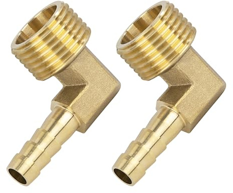 Mässing montering anslutning, 2 stycken 90 graders vinkel 8 mm krokar x 1/2 tum yttre gänga mässing röradapter, koppling rör adapter anslutning för vinkelrörkontakter