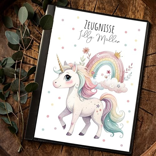 ilka parey Zeugnismappe 20er A4 Einhorn unicorn personalisierbar Schulanfang Schulanfänger Einschulung Wunschname Name zm85