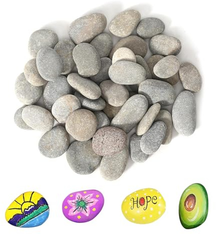 Unpoten Kieselsteine zum Bemalen Flach 40pcs, Flache Steine zum Bemalen, 40 1-3cm Glatte Kieselsteine zum Bemalen, Kieselsteine Klein Gemalter Kieselsteine, Kiesel zum Bemalen (Grau-40pcs)