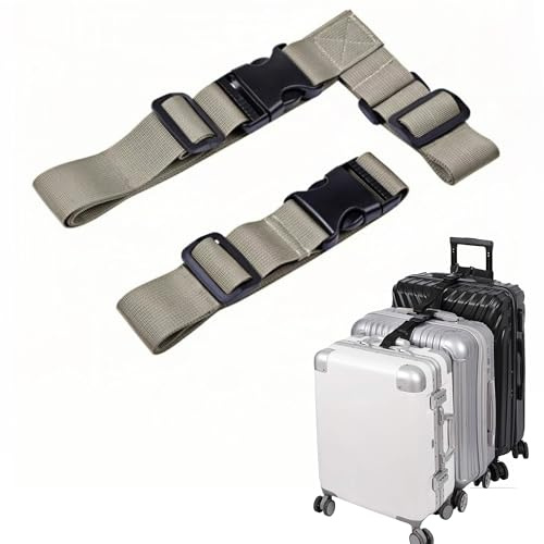 Lammcou Sangles de Voyage pour Relier 3 Valises, Accessoires de Sac Réglables avec Boucles (2 Pièces Noires) - Sangle sans Fin 3,2 cm, Connexion Sécurisée Intérieur/Extérieur (Gris, 30 * 48cm)