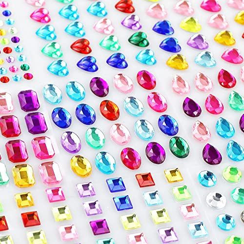 8 Hojas Piedras Brillantes Autoadhesivas,Diamantes De Imitación Multicolores Para Manualidades,Pegatinas Brillantes Para Manualidades Es,Varias Formas,Piedras Decorativas