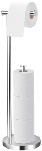 Toilettenpapierhalter stehend 2-in-1, Klopapierhalter Badezimmer, Toilette | 4 Ersatzrollen Toilettenpapier aufbewahrung rostresistent, Klopapierhalter stehend mit dickem Sockel, Klopapier aufbewahrung