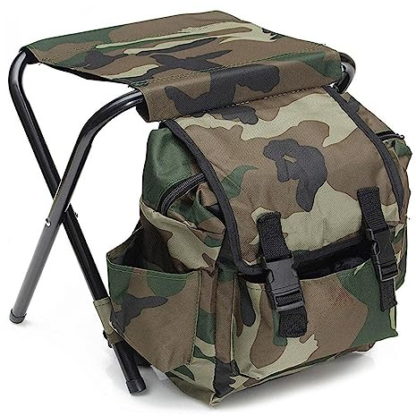 Hodeffior Taburete de pesca plegable para camping, silla de camping, mochila de camuflaje, portátil, bolsa de asiento para senderismo, pesca, picnic, camping, barbacoas de playa, tamaño 32 x 26 x 34