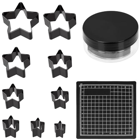 Mardatt Lot de 10 outils de poinçonnage pour cuir en forme d'étoile à cinq branches 15, 20, 25, 30, 35, 40, 45, 50, 55 mm, matrices de découpe pour cuir, kit d'outils de découpe pour travaux manuels