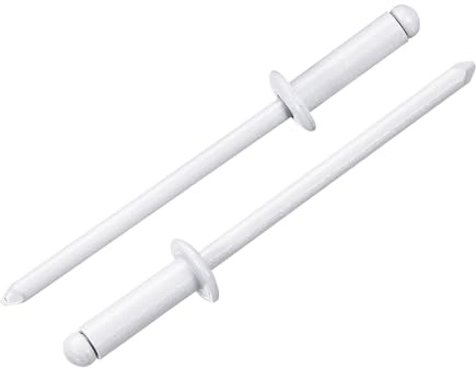 QUARKZMAN 100Pcs 1/8x3/8 Remaches Ciegos Aluminio, Empuñadura Aluminio Y Mandril Acero, Remaches Cabeza Abovedada Y División Larga Para Metal, Muebles, Automoción, Blanco