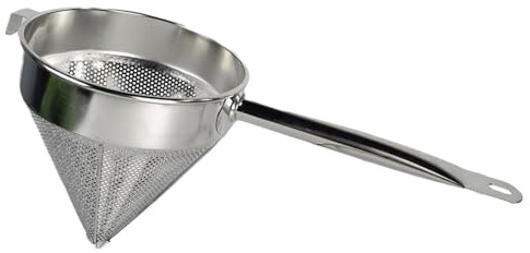 LIXSAZSE Colador de acero inoxidable con tapa china, colador de malla fina para sopas y salsas, caldo acero inoxidable, coladores cónicos.