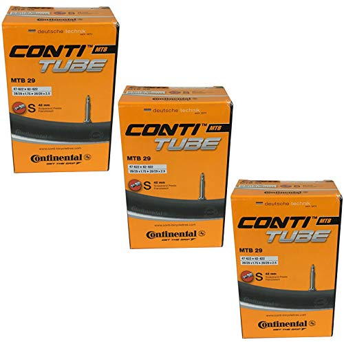 Continental - Tubos Interiores para Bicicleta de montaña con válvula Presta de 42 mm (Juego de 3), Color Negro, 29 Pulgadas x 1.75-2.5
