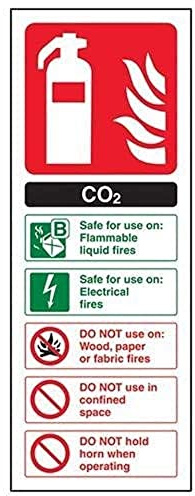 V Safety Co2 Id Fire Extinguisher Sign - Portrait - 75mm x 200mm - 2mm Rigid Plastic