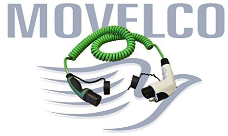 Movelco Cable Carga Coche electrico e hibrido Enrollado Type 2 a Type 1 1x16A Verde
