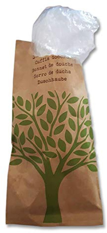 Awek.eu 50 Stück Einweg Einmal Kunststoff Hotel Duschhaube Duschkappe Sachet Nature Serie Neu