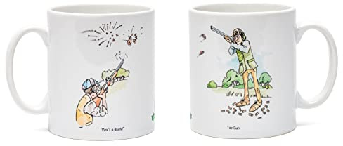 Farm Cottage Brands Clay Pigeon Shotgun Shooting Mug featuring our Mine's a Double and Top Gun pictures. Dishwasher and microwave safe (AC041)