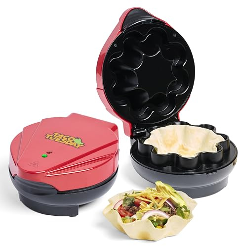 Taco Tuesday Tortilla Kunststoff Schüsselzubereiter, verwendet 20,3 oder 25,4 cm Muscheln, perfekt für Tostadas, Salate, Dips, Vorspeisen und Desserts, 25,4 cm, Rot
