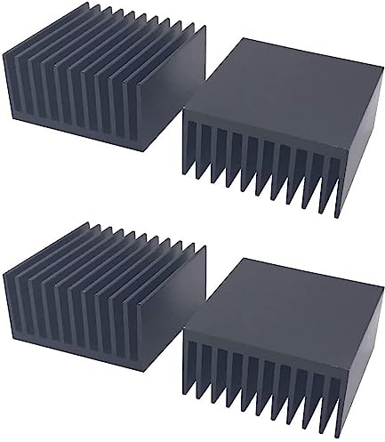 Easycargo 4pcs 40mm Heatsink 40mmx40mmx20mm, Aluminum Heatsink Kit, Cooling Heat Sink for 3D Printer Stepper Motor NEMA 17, TEC1-12706 Peltier Thermoelectric Cooler Module LED 40x40x20mm (Black)