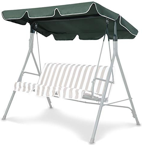 RELAX4LIFE Techo de Repuesto para Columpio Jardín con Protección UV, Techo de Repuesto Impermeable para Balancín de 160g Poliéster, Cubierta de Reemplazo para Jardín/Patio/Balcón (Verde, 196x109cm)