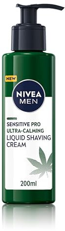 NIVEA MEN Sensitive Pro Ultra Calming Liquid Shaving Cream (200 ml), Shaving Cream Enriched with Hemp Seed Oil and Vitamin E for Stress-Minimising Face Care