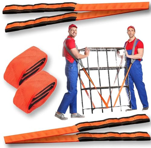 Retoo 2 Stück Tragegurte, 2.4m Lange, Transportgurt num zum Ergonomischen und Eifachen Heben Möbel, Haushaltsgeräte, Klavier, Waschmaschine und vieles mehr, Multifunktionale Umzugsgurte, Orange