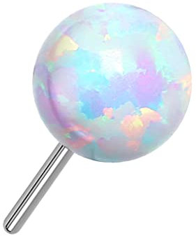 Paula & Fritz® Push-In Aufsatz Opal Ball Weiß 4-mm Titan-IUM Grade 23 Piercing Set Mehrfarbig Kugel Ohr-Stecker Labret Stud Nipple Straight Barbell
