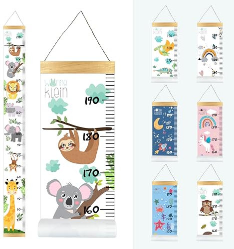 wonneklein Safari Kinder Messlatte I Größenmesser I Dekoration Kinderzimmer I aufrollbar I mit extra Box