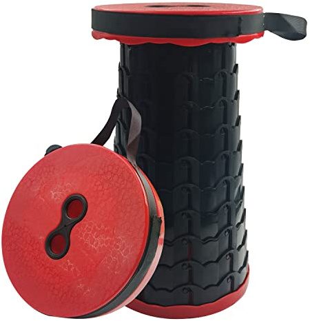 Sgabello Telescopico da Campeggio, Rosso Portatile Pieghevole per Attività all'aperto, Campeggio, Pesca, Barbecue, Cucina, Carico 397 lbs