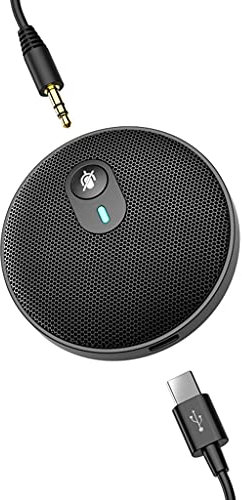 Samnuerly USB Omni-Directional Condenser Microphone for Video Conference Online Learning Sound Pick-up with AUX 3.5MM Type-C Cable