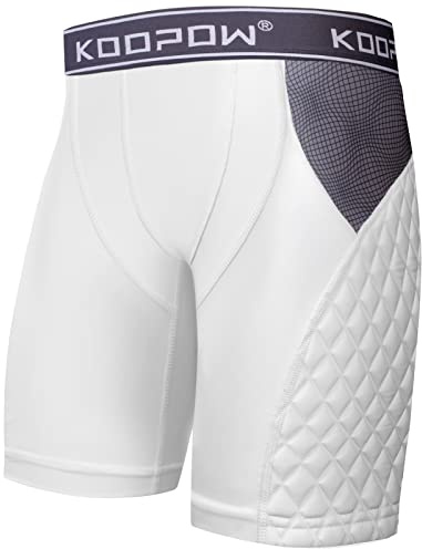 KOOPOW Erwachsene Gepolsterte Schiebe-Shorts Herren Slider Shorts Gleitpads mit Cup-Tasche für Baseball, Fußball, Lacrosse, Hockey