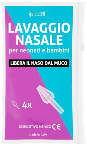 IPICCOLI Olive Nasali per Lavaggi Neonato. Ricambi per Lavaggio Nasale Bambini. Metodo Naturale e Sicuro. Anallergico e Certificato. Irrigatore Nasale. Doccia Nasale (4 Olive)