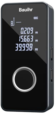 bauihr Laser Measure Device, 131ft/40m Mini Portable Digital Measure, Type-C Rechargeable Aluminum Laser Distance Meter with High Accuracy, Unit Switching, Pythagorean, Area and Volume Mode