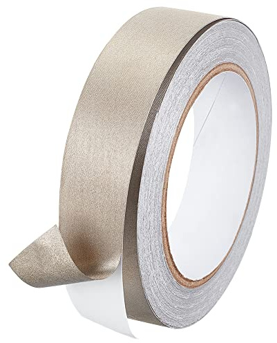 OLYCRAFT 30mmx20m Faraday Gewebeband Doppelt Leitfähiges HF Gewebeband Hoch Abschirmendes Leitfähiges Band Splittergewebe Klebebandrolle Zur Signalblockierung Kabelbaum Umwicklung