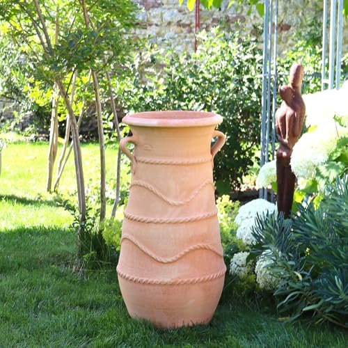 Palatina Werkstatt Handgefertigte Terracotta-Amphore H= 80 cm - Frostbeständige Garten-Dekoration für Ihre Pflanzen & Blumen, Cistus 80cm