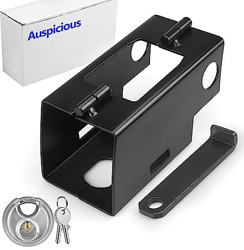Auspicious Anhänger Schloss - Kastenschloss Anhänger,Anhänger Diebstahlsicherung,Anhangerschloß,An und abgekoppelte Anhänger,Easy Montage, für Gängige Kupplungen,Stahl (Schwarz)