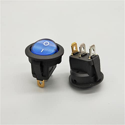 FUDGIO Interrupteur à Bascule 20mm KCD1 Interrupteur LED 20A 12V Interrupteur d'alimentation lumière Bouton de Voiture Allume/éteint 3pin Interrupteur à Bascule Rond (Color : Blu, Size : 220V)
