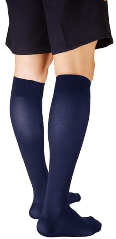 SEGRETA 00225 (Blu, XL) Calze Compressione Graduata Uomo, Gambaletti Elastici, Leggeri, Lunghi 16-20 mmHg