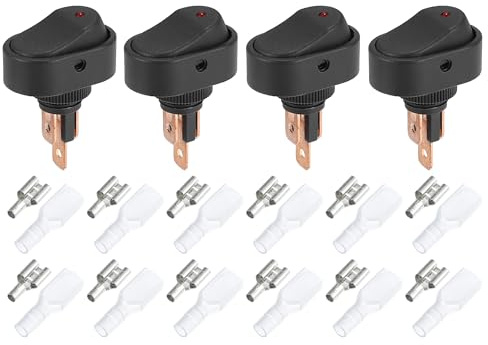 QUARKZMAN Set Interno 1 Interruttore a Levetta LED DC 12V/30A a 3 Pin Rosso