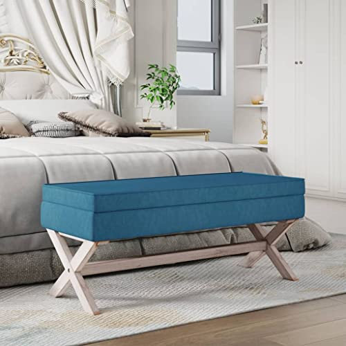 ULUYYUC Gepolsterte Bänke Badezimmersitzbank Bett-Bänke Flurmöbel BankHocker mit Stauraum Blau 110x45x49 cm Samtgeeignet für Flure, Schlafzimmer, Veranden