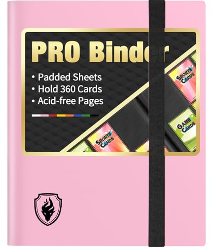 Heavy Duty Card Binder, Fabmaker 9 Pocket Trading Card Binder for 360 Cards
