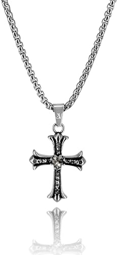 JVillion Vintage Kreuz Halskette Box Kette Silber Herren Streetwear Schmuck stilvolles Design Geschenk Männer